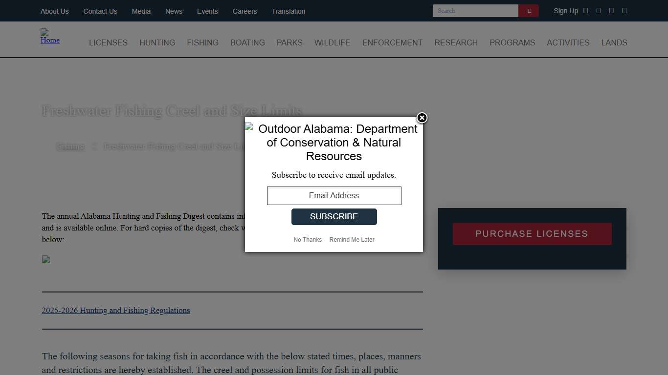 Freshwater Fishing Creel and Size Limits Outdoor Alabama